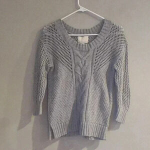 Banana Republic Heritage women's small crochet gray‎ 3/4 sleeve sweater
